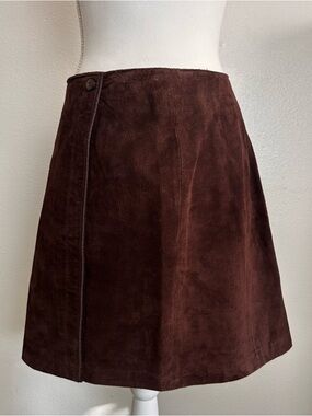 Vintage Classic Dark Brown Suede A-Line Skirt